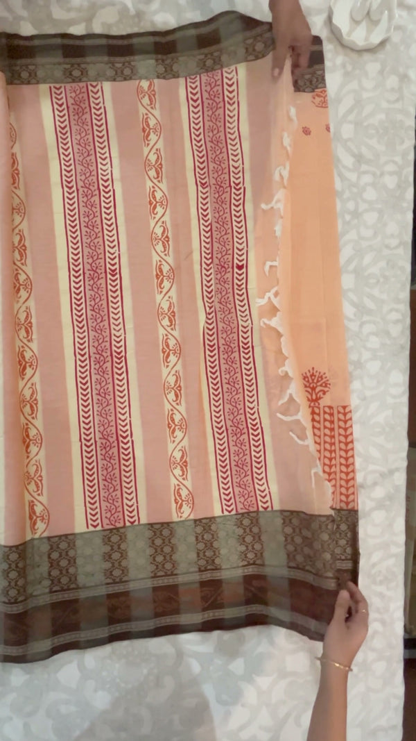 Peach Narayanpet Saree