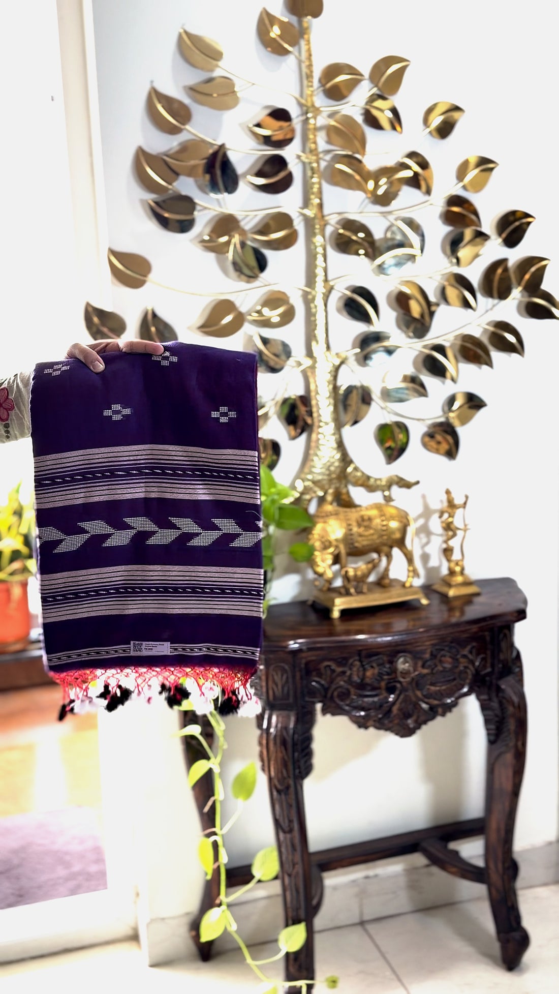 Violet Ponduru Khadi Cotton Saree with Blouse