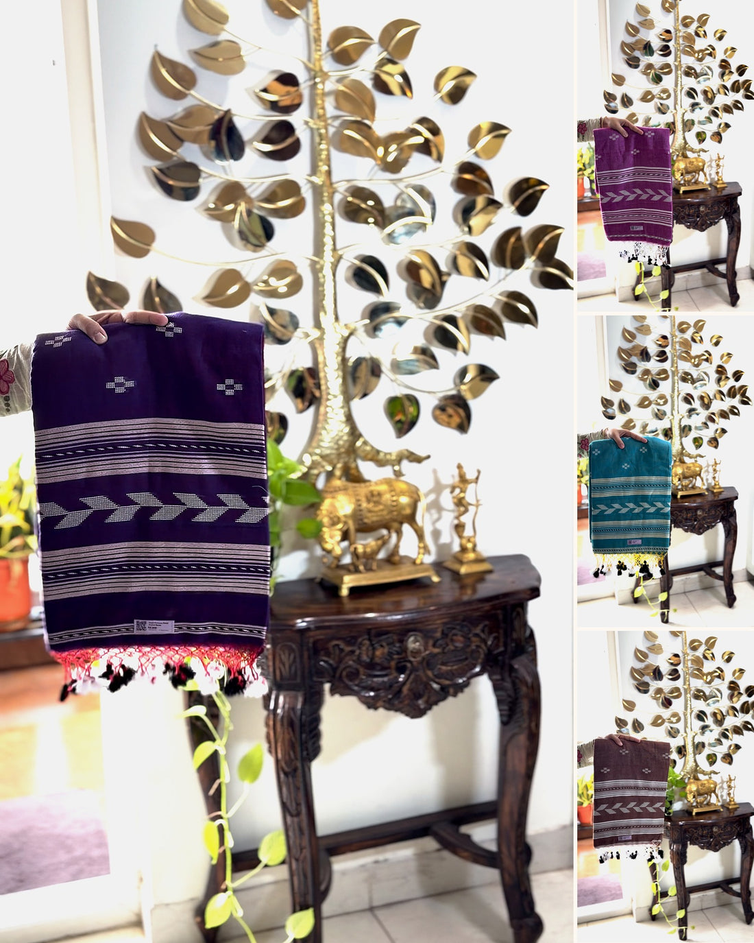 Violet Ponduru Khadi Cotton Saree with Blouse